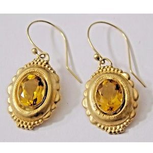 22k Solid Yellow Gold Earrings w Citrine Jewelry